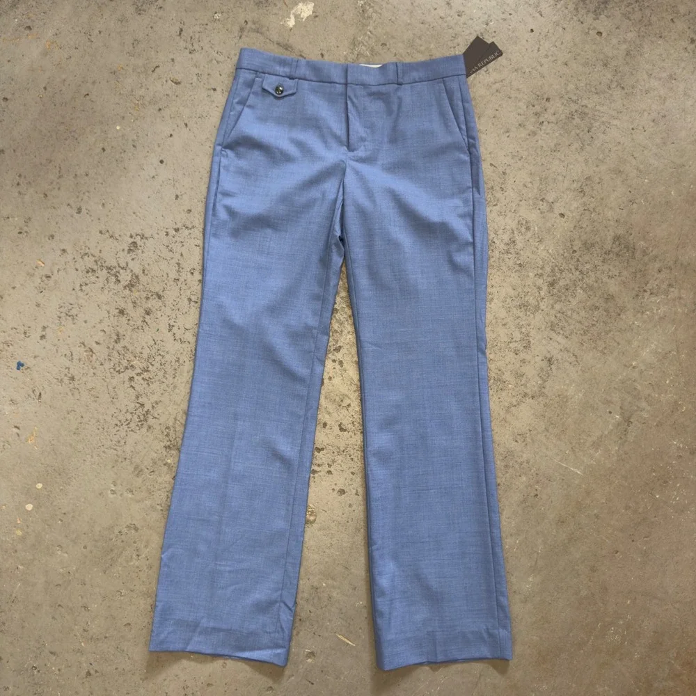 Banana Republic Logan Fit Light Blue Wool Blend Straight Leg Dress Pants Size 8 - Picture 1 of 10